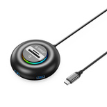 Orico YXR5-C3 USB-Hub mit 4 USB-A 3.0-Anschlüssen, SD- und microSD-Kartenleser (0,3 m) – Schwarz