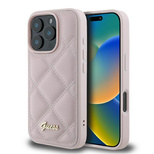 Guess Gestepptes Metalllogo iPhone 16 Pro Max Hülle - Rosa