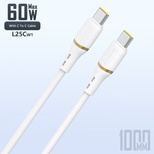 Kabel Dudao L25C USB-C - USB-C silikonowy 60W 1m - biały