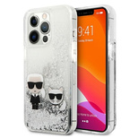 Karl Lagerfeld Liquid Glitter Karl&amp;Choupette case for iPhone 13 Pro / 13 6.1&quot; - silver