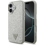 Etui Guess Glitter Triangle Logo MagSafe na iPhone 17 - srebrne
