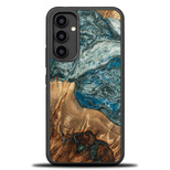 Hülle aus Holz und Harz für Samsung Galaxy A54 5G Bewood Unique Planet Earth - blaugrün