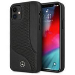 Mercedes Leder Perforated Area Case für iPhone 12 mini - Schwarz