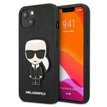 Etui Karl Lagerfeld Saffiano Ikonik Karl's Patch na iPhone 13 mini - czarne