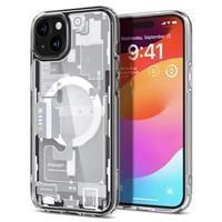 Etui Spigen Ultra Hybrid Mag z MagSafe na iPhone 15 Plus - białe (wzór Zero One)