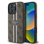 Guess 4G Printed Stripes MagSafe-Hülle für iPhone 16 Pro – braun