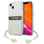 Guess GUHCP13SKB4GBR iPhone 13 mini 5.4" Transparente Hardcase 4G Brown Strap Charm