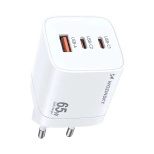 Ładowarka sieciowa GaN Wozinsky CGWCW 65W USB-A / 2 x USB-C - biała