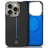 Mercedes Silicone Blue Stripe MagSafe iPhone 16 Case - Black