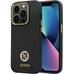 Guess GUHCP14XM4DGPK Hülle für iPhone 14 Pro Max – schwarzes Silikon Logo Strass 4G