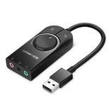 Ugreen externer Musik-Soundkartenadapter USB – 3,5-mm-Miniklinke mit Lautstärkeregler 15 cm schwarz (40964)