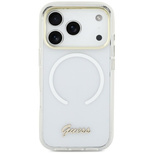 Guess IML Gradient Script Metal MagSafe Case for iPhone 17 - White