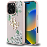 Guess Grained Roses Big 4G Logo iPhone 16 Pro Max Hülle - Rosa
