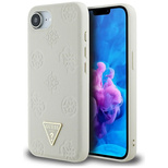 Guess Grained Hot Stamp Peony Triangle Logo MagSafe Hülle für iPhone 16e - Beige