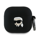 Karl Lagerfeld KLA4RUNIKK AirPods 4 Hülle schwarz/schwarz Silikon Karl Head 3D