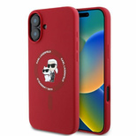 Karl Lagerfeld Silikon Karl&amp;Choupette Heads Ring MagSafe iPhone 16 Hülle - Rot