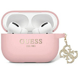 Guess GUAP2LECG4P Hülle für AirPods Pro 2 Cover - rosa flüssiger Silikon-Glitzer-Dreiecksanhänger