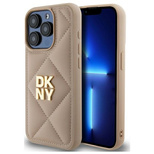 Etui DKNY Quilted Stack Logo na iPhone 15 Pro - beżowe