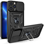 Hybrid Armor Camshield case for iPhone 13 Pro Max armored case with camera cover black