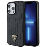 Guess Croco Triangle Metal Logo case for iPhone 15 Pro Max - black