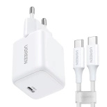 Ładowarka sieciowa Ugreen Nexode N Series X513 30W GaN 1x USB-C + kabel USB-C 1m - biała