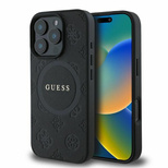 Guess Saffiano Peony Classic Logo MagSafe iPhone 16 Pro Case - Black