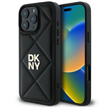DKNY – Gesteppte iPhone 16 Pro-Hülle mit Stapellogo – Schwarz