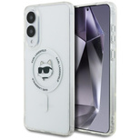 Karl Lagerfeld Button Choupette Head Printed Logo MagSafe Case für Samsung Galaxy S25 Edge - Weiß