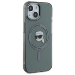 Karl Lagerfeld KLHMP15SHLSKIK iPhone 15 6,1&quot; schwarz/schwarzes Hardcase IML Metal Karl Head MagSafe