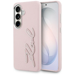 Karl Lagerfeld Schutzhülle mit genarbtem Logo aus Metallharz für Samsung Galaxy S26 – Pink