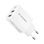 Ładowarka sieciowa Wozinsky CWCUCW 30W USB-C / 2 x USB-A - biała