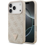Guess Leather 4G Triangle Strass MagSafe Case für iPhone 17 Pro - Pink