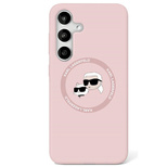 Karl Lagerfeld Silicone Double Heads And Circle MagSafe Samsung Galaxy S25 Case Pink