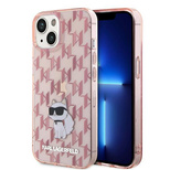 Karl Lagerfeld Monogram Choupette Hülle für iPhone 15 – Rosa