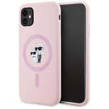 Karl Lagerfeld Silikon Karl&amp;Choupette MagSafe iPhone 11 Hülle - Rosa