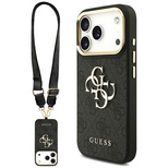 Guess 4G Big 4G Classic Logo Big Strap Metal Buttons Case für iPhone 17 Pro - Schwarz