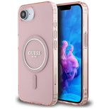 Guess IML Glitter Circle MagSafe Hülle für iPhone 16e - Pink