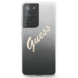 Guess GUHCS21LPCUGLSBK S21 Ultra G998 czarny/black hardcase Glitter Gradient Script