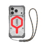 Etui UAG Pathfinder Clear MagSafe Bundle ze smyczą na iPhone 17 Pro - szaro-czerwone