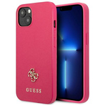 Guess Saffiano 4G Small Metal Logo Hülle für iPhone 13 mini – Rosa