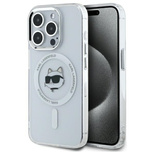 Karl Lagerfeld IML Metal Choupette Head MagSafe iPhone 15 Pro Hülle - Weiß