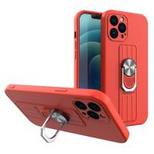 Ring Case Silikonhülle mit Fingergriff und Ständer für iPhone 12 mini rot