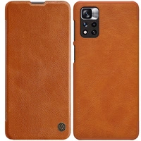Nillkin Qin Case etui do Xiaomi Redmi Note 11 Pro+ (China) / Redmi Note 11 Pro (China) / Mi11i HyperCharge osłona na aparat kabura pokrowiec obudowa z klapką brązowy