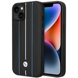 Hülle BMW BMHCP14S22RVSK iPhone 14 6,1" schwarz/schwarz Hardcase Leder Stamp Blue Lines