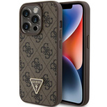 Guess Leather 4G Triangle Strass case for iPhone 15 Pro Max - brown