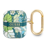 Guess GUA2HHFLN AirPods decken die grün/grüne Flower Strap Collection ab