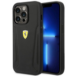 Etui Ferrari Leather Stamp Sides na iPhone 14 Pro - czarne