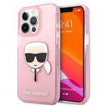 Karl Lagerfeld Glitter Karl&#39;s Head Case for iPhone 13 Pro Max - Pink