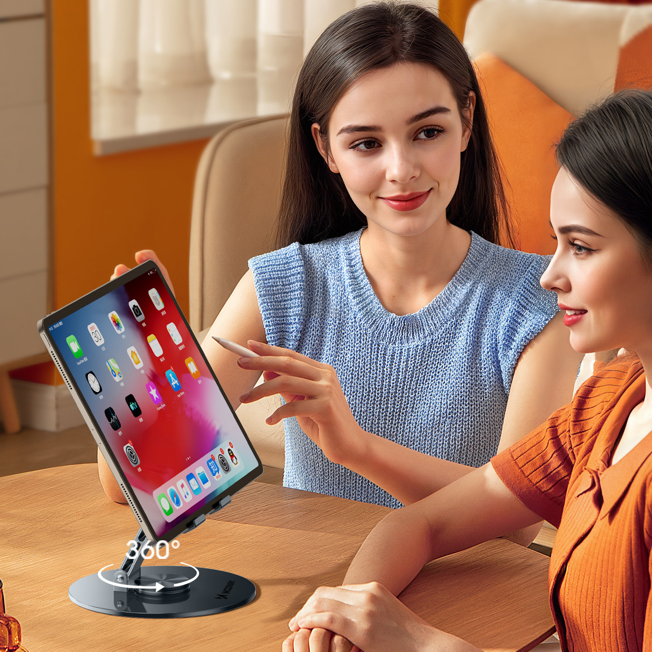 Stojak na tablet obrotowy 360° aluminiowy