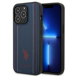 Etui U.S. Polo Assn. Leather Stitch na iPhone 14 Pro Max - granatowe